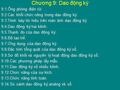 Bài giảng Đo điện tử - Chương 9: Dao động ký