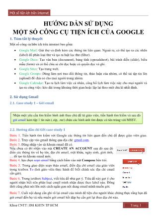 Bài giảng Hướng dẫn sử dụng một số công cụ tiện ích của Google