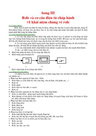 Bài giảng Khí cụ điện - Chương 3: Rơle và cơ cấu điện từ chấp hành