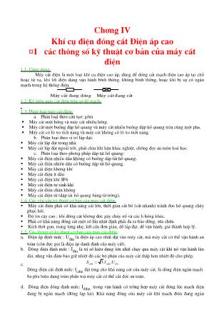 Bài giảng Khí cụ điện - Chương 4: Khí cụ điện đóng cắt điện áp cao