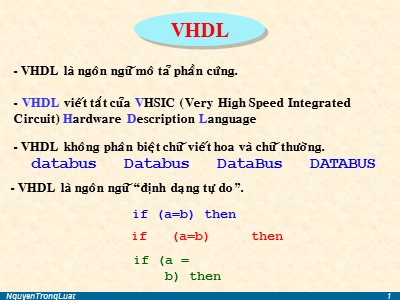 Bài giảng Kỹ thuật số nâng cao - Chương 6: VHDL