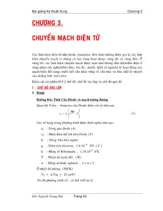 Bài giảng Kỹ thuật xung - Chương 3: Chuyển mạch điện tử - Nguyễn Trọng Hải