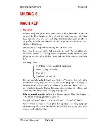 Bài giảng Kỹ thuật xung - Chương 5: Mạch kẹp - Nguyễn Trọng Hải