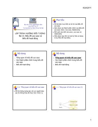 Bài giảng Lập trình hướng đối tượng - Bài 10: Biểu đồ use case và Biểu đồ hoạt động