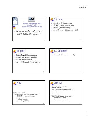Bài giảng Lập trình hướng đối tượng - Bài 7: Đa hình (Polymophism)