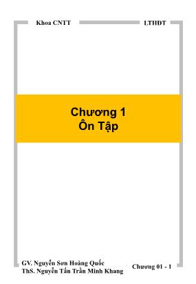 Bài giảng Lập trình hướng đối tượng - Chương 1: Ôn tập (Tiếp theo) - Nguyễn Sơn Hoàng Quốc
