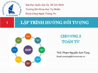 Bài giảng Lập trình hướng đối tượng - Chương 3: Toán tử - Nguyễn Sơn Tùng