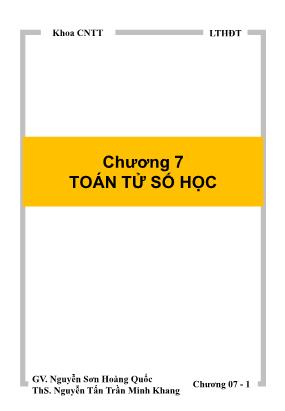 Bài giảng Lập trình hướng đối tượng - Chương 7: Toán tử số học - Nguyễn Sơn Hoàng Quốc