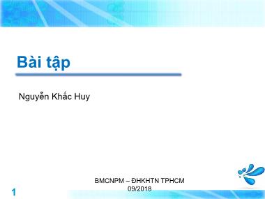 Bài giảng Lập trình hướng đối tượng - Tuần 4: Bài tập - Nguyễn Khắc Huy