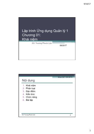 Bài giảng Lập trình ứng dụng quản lý 1 - Chương 1: Khái niệm - Trương Phước Lộc