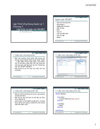 Bài giảng Lập trình ứng dụng quản lý 1 - Chương 1a: Lập trình cơ bản với VB.NET - Trương Phước Lộc