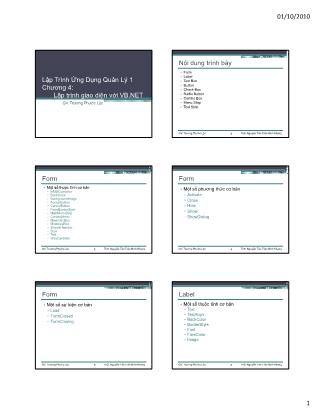 Bài giảng Lập trình ứng dụng quản lý 1 - Chương 4: Lập trình giao diện với VB.NET - Trương Phước Lộc