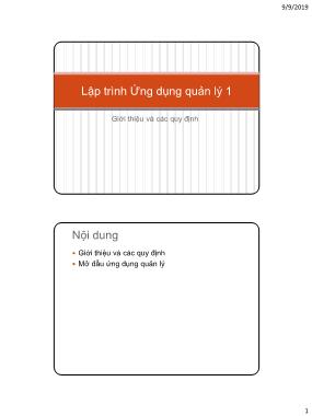 Bài giảng Lập trình ứng dụng quản lý 1 - Tuần 1+2: Giới thiệu và các quy định