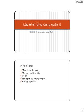 Bài giảng Lập trình Ứng dụng quản lý - Tuần 1: Giới thiệu và các quy định