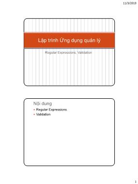 Bài giảng Lập trình ứng dụng quản lý - Tuần 10: Regular Expressions, Validation