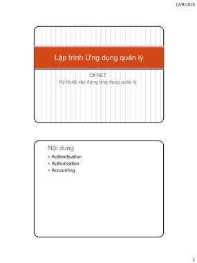Bài giảng Lập trình Ứng dụng quản lý - Tuần 14: Kỹ thuật xây dựng ứng dụng quản lý