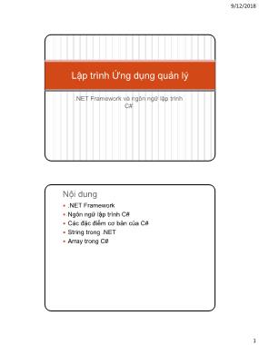 Bài giảng Lập trình Ứng dụng quản lý - Tuần 2: .NET Framework và ngôn ngữ lập trình C#