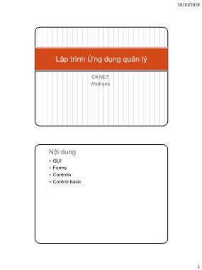 Bài giảng Lập trình Ứng dụng quản lý - Tuần 6: WinForm (Phần 1)