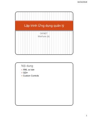 Bài giảng Lập trình Ứng dụng quản lý - Tuần 8: WinForm (Phần 3)