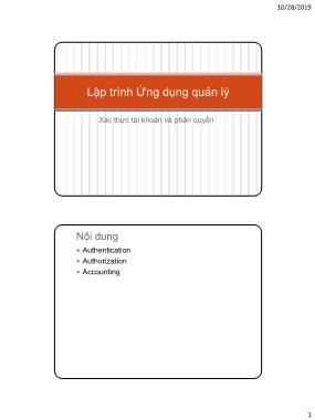 Bài giảng Lập trình ứng dụng quản lý - Tuần 9: Xác thực tài khoản và phân quyền
