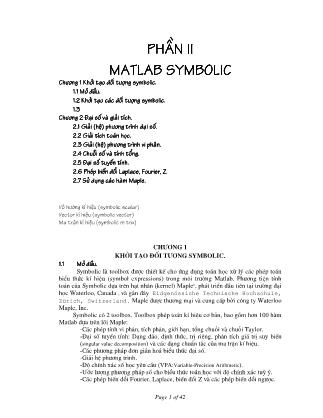 Bài giảng Matlab - Phần II: Matlab symbolic