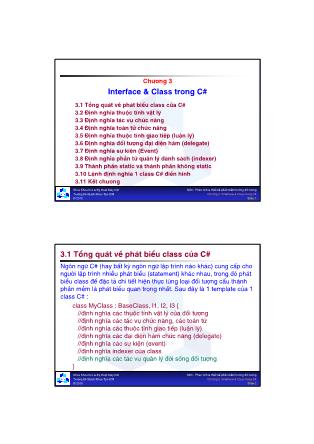 Bài giảng Phân tích & Thiết kế hướng đối tượng - Chương 3: Interface & Class trong C#