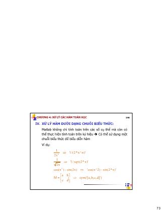 Bài giảng Tin học chuyên ngành - Chương 4: Xử lý các hàm toán học - Hoàng Xuân Dương