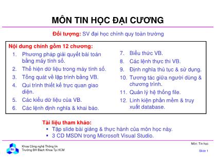 Bài giảng Tin học đại cương