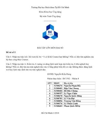 Bài tập lớn môn Đại số