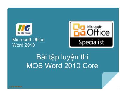 Bài tập luyện thi MOS Word 2010 Core