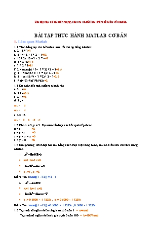 Bài tập Thực hành Matlab cơ bản