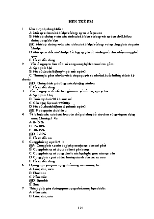Bài tập trắc nghiệm Nhi khoa - Hen trẻ em