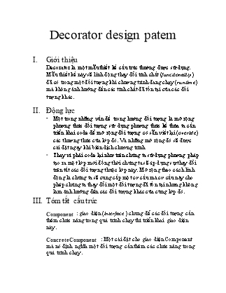Báo cáo cuối kỳ môn Lập trình hướng đối tượng - Chủ đề: Decorator design patem