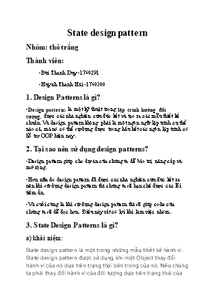 Báo cáo cuối kỳ môn Lập trình hướng đối tượng - Chủ đề: State design pattern - Bùi Thanh Duy