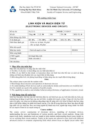 Đề cương môn học Linh kiện và mạch điện tử (Electronic devices and circuit)