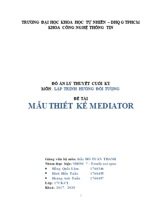 Đồ án cuối kỳ môn Lập trình hướng đối tượng - Đề tài: Mẫu thiết kế Mediator - Hồng Quốc Lâm