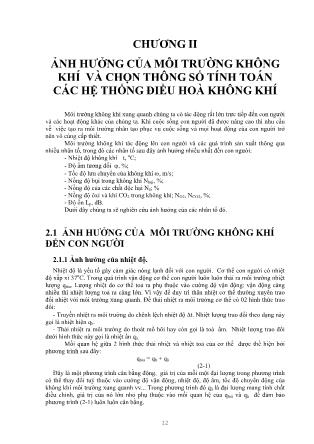 Giáo trình Thông gió và điều hòa không khí - Chương 2: Ảnh hưởng của môi trường không khí và chọn thông số tính toán các hệ thống điều hoà không khí