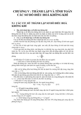 Giáo trình Thông gió và điều hòa không khí - Chương 5: Thành lập và tính toán các sơ đồ điều hoà không khí