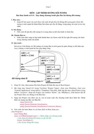 Giáo trình thực hành Lập trình hướng đối tượng - Bài thực hành số 8.4: Xây dựng chương trình ghi/đọc hệ thống đối tượng