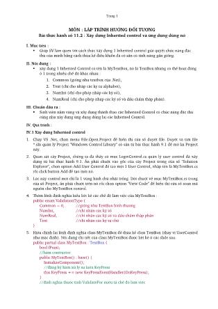 Giáo trình thực hành Lập trình hướng đối tượng - Bài thực hành số 11.2: Xây dựng Inherited control và ứng dụng dùng nó