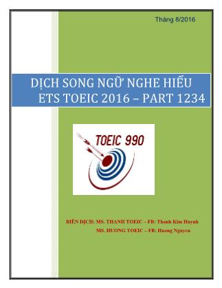 Tài liệu Dịch song ngữ nghe hiểu ETS Toeic 2016 – Part 1, 2, 3, 4