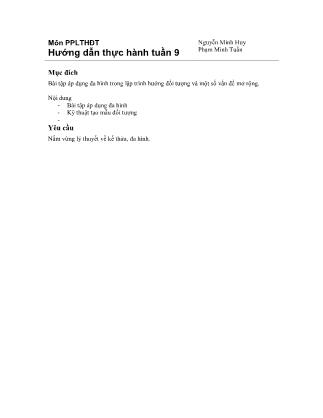 Tài liệu hướng dẫn thực hành môn Phương pháp lập trình hướng đối tượng - Tuần 9