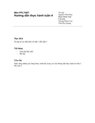 Tài liệu hướng dẫn thực hành môn Phương pháp lập trình hướng đối tượng - Tuần 4: Giải đáp thắc mắc
