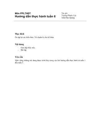 Tài liệu hướng dẫn thực hành môn Phương pháp lập trình hướng đối tượng - Tuần 6: Bài tập