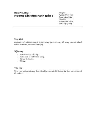 Tài liệu hướng dẫn thực hành môn Phương pháp lập trình hướng đối tượng - Tuần 8: Hàm ảo và liên kết động