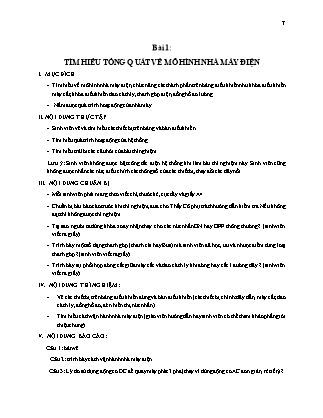 Tài liệu Thí nghiệm Hệ thống điện - Bài 1: Tìm hiểu tổng quát về mô hình nhà máy điện