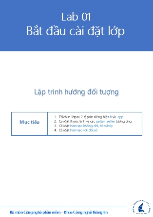 Tài liệu thực hành Lập trình hướng đối tượng - Lab 1: Bắt đầu cài đặt lớp