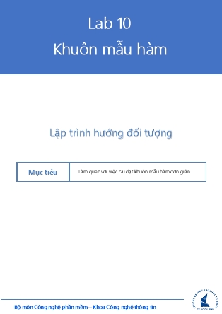 Tài liệu thực hành Lập trình hướng đối tượng - Lab 10: Khuôn mẫu hàm