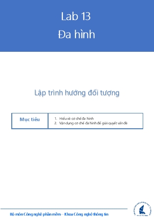 Tài liệu thực hành Lập trình hướng đối tượng - Lab 13: Đa hình