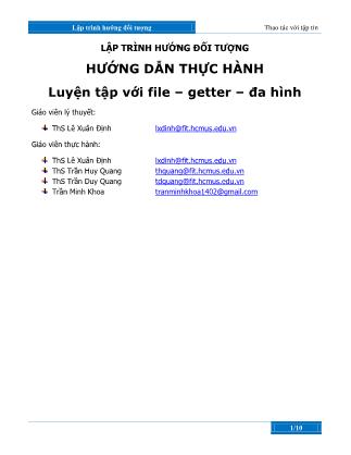 Tài liệu thực hành Lập trình hướng đối tượng - Lab 14: Thao tác với tập tin